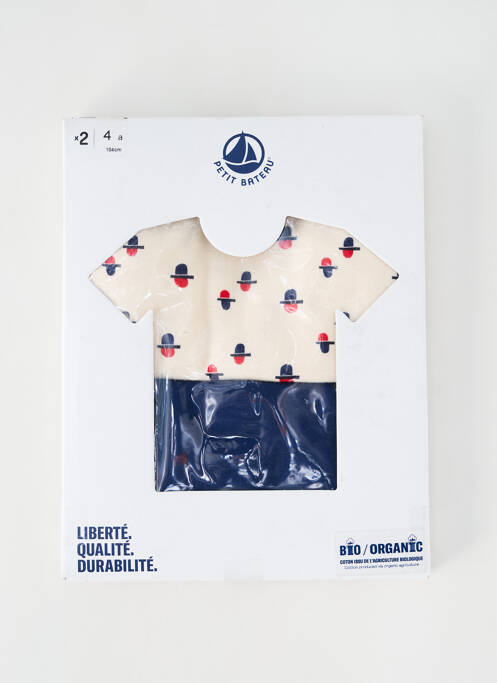 Tricou alb PETIT BATEAU băiat
