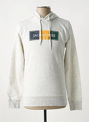 Hanorac cu glugă guler rotund alb JACK & JONES bărbat