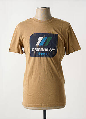 Tricou guler rotund maro JACK & JONES bărbat
