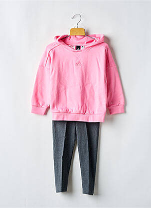 Set sportiv guler rotund roz ADIDAS fată