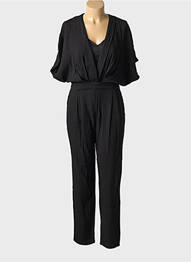 Salopetă-pantalon guler în v negru SEE U SOON femme