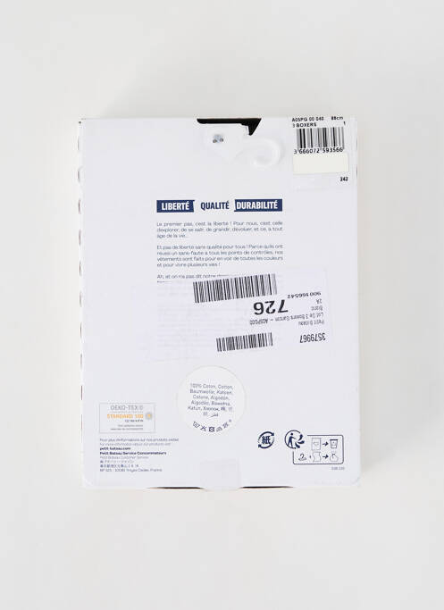 Boxer alb PETIT BATEAU băiat