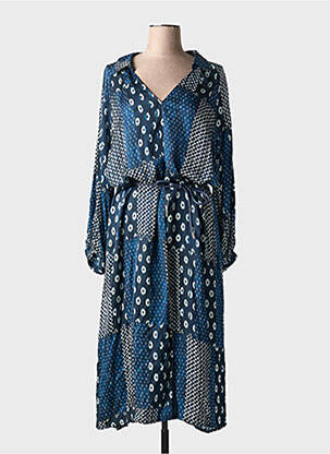 Rochie lungă guler în v albastru LA PETITE FRANCAISE femeie