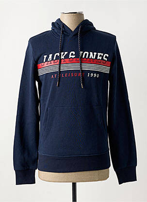 Hanorac cu glugă guler rotund albastru JACK & JONES bărbat