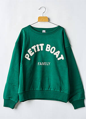 Hanorac guler rotund verde PETIT BATEAU băiat