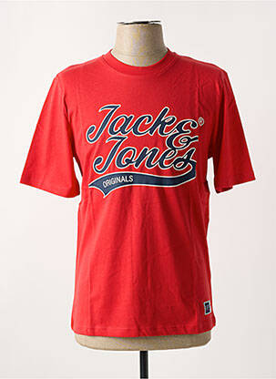 Tricou guler rotund roșu JACK & JONES bărbat