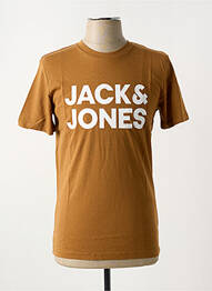 Tricou guler rotund maro JACK & JONES bărbat