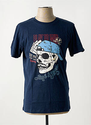 Tricou guler rotund albastru JACK & JONES bărbat