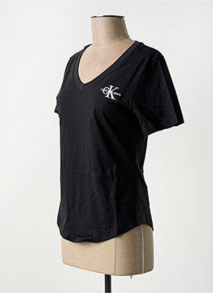 Tricou guler în v negru CALVIN KLEIN femeie