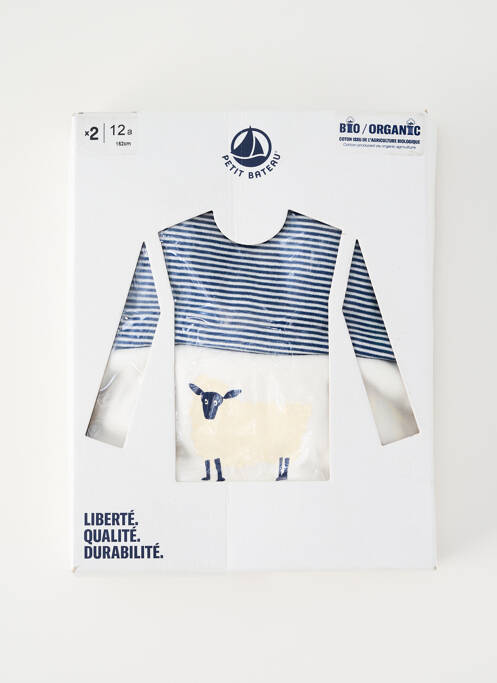 Tricou alb PETIT BATEAU băiat