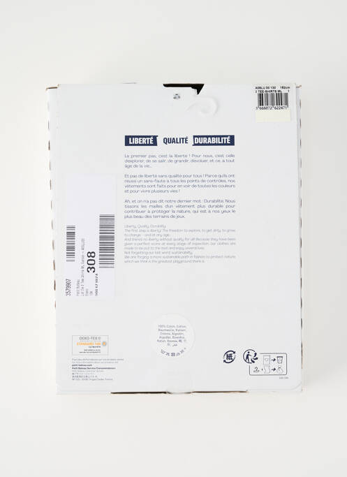 Tricou alb PETIT BATEAU băiat