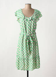 Rochie midi imprimeu fantezie mâneci scurte verde FRACOMINA femeie