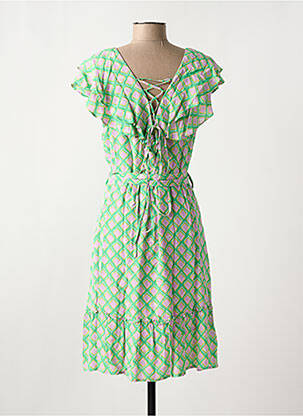 Rochie midi imprimeu fantezie mâneci scurte verde FRACOMINA femeie