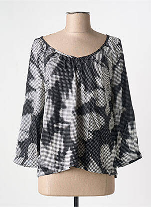Bluză țesătură poplin mâneci 3/4 negru CREAM femeie