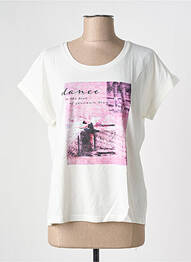 Tricou croială dreaptă mâneci scurte alb CREAM femme