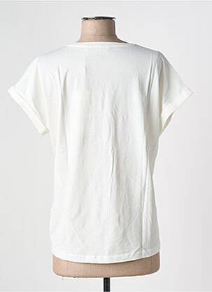 Tricou croială dreaptă mâneci scurte alb CREAM femeie