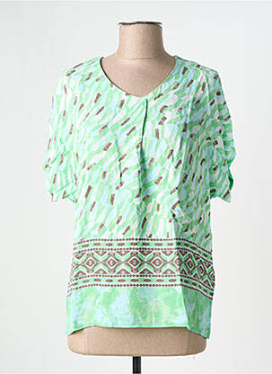 Tricou imprimeu fantezie mâneci scurte verde BARBARA LEBEK femeie
