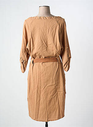 Rochie midi mâneci 3/4 mâneci 3/4 maro EVA KAYAN femeie