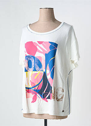 Tricou imprimeu fantezie mâneci scurte bej BARBARA LEBEK femeie