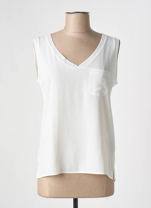 Maiou guler în v fără mâneci bej CONCEPT K femme