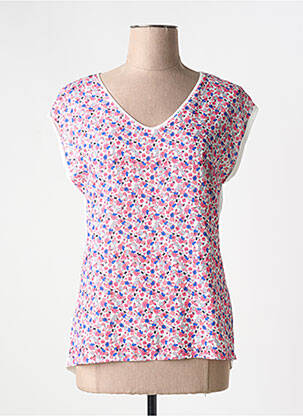 Tricou guler în v mâneci scurte roz C'EST BEAU LA VIE femeie