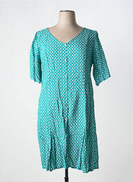 Rochie midi imprimeu fantezie mâneci scurte verde CREAM femeie