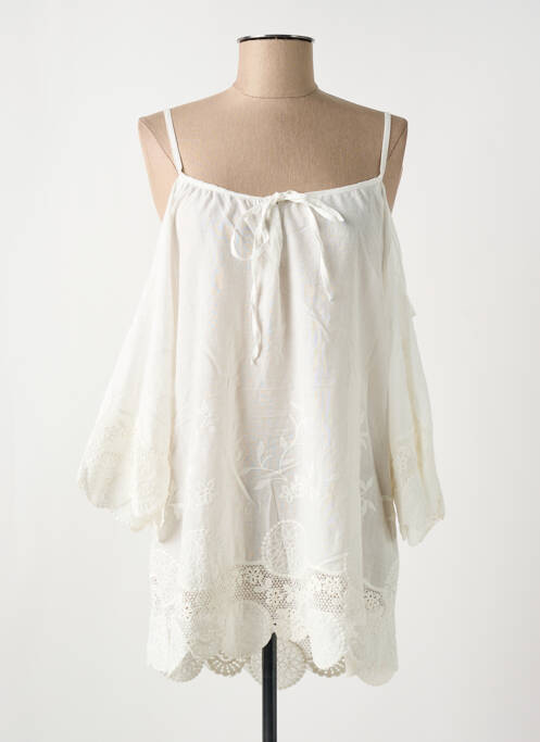 Tunică mâneci lungi alb EMA BLUE'S femeie