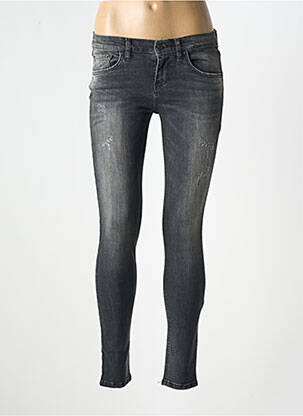 Blugi skinny efect uzat decolorat talie joasă gri LTB femeie