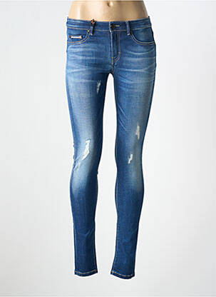Blugi skinny efect uzat decolorat talie joasă albastru DONOVAN femeie