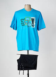 Pijamale scurte guler rotund albastru SOY homme