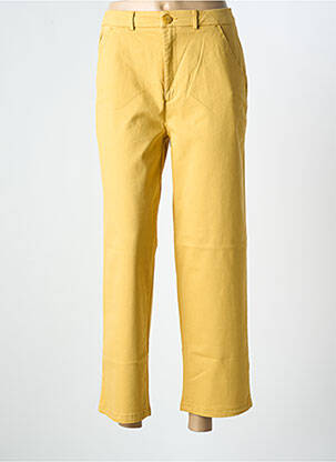Pantalon 7/8 închidere cu fermoar sub clapetă cu nasturi galben REIKO femeie