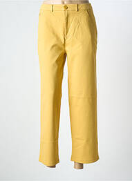 Pantalon 7/8 închidere cu fermoar sub clapetă cu nasturi galben REIKO femeie