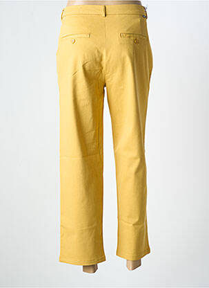 Pantalon 7/8 închidere cu fermoar sub clapetă cu nasturi galben REIKO femeie