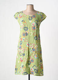 Rochie midi imprimeu fantezie mâneci scurte verde COULEURS DU TEMPS femeie