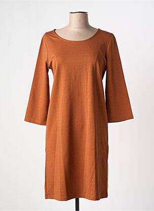 Rochie midi mâneci 3/4 mâneci 3/4 maro ICHI femeie
