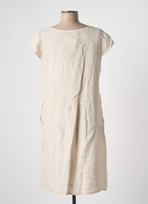 Rochie midi bej COULEURS DU TEMPS femeie