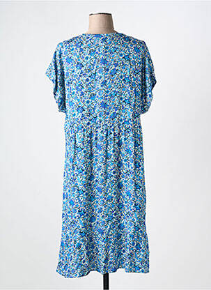Rochie midi imprimeu floral mâneci scurte albastru EVA KAYAN femeie