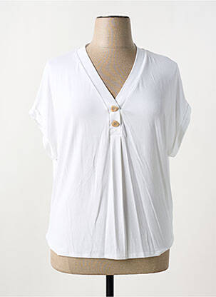 Tricou guler în v mâneci scurte alb MARBLE femeie