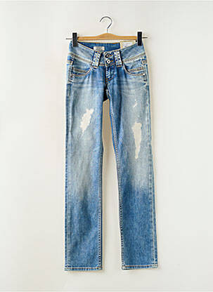 Blugi cu croială dreaptă efect uzat decolorat talie joasă albastru PEPE JEANS femeie