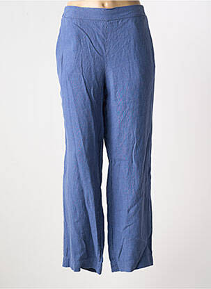 Pantalon larg țesătură crep talie înaltă albastru DOLCEZZA femeie