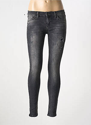 Blugi skinny efect uzat decolorat talie joasă negru LTB femeie