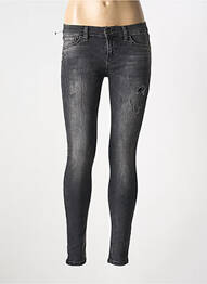 Blugi skinny efect uzat decolorat talie joasă negru LTB femeie