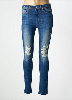 Blugi skinny efect uzat decolorat talie înaltă albastru LTB femeie