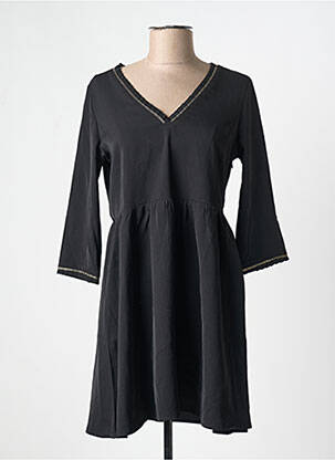 Rochie midi mâneci 3/4 mâneci 3/4 negru GRACE & MILA femeie