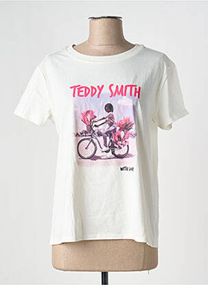Tricou croială dreaptă mâneci scurte alb TEDDY SMITH femeie
