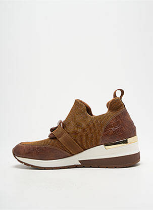 Adidași țesătură satinată toc de 4 la 6 cm maro REQINS femeie