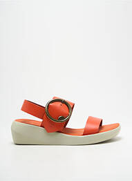Sandale/pantofi decupați material neted toc de 4 la 6 cm portocaliu FLY femme