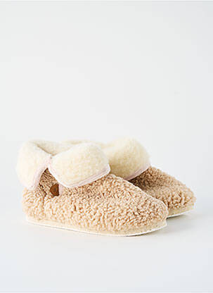 Papuci/pantofi de casă vârf rotund toc plat până la 3 cm bej CHAUSSE MOUTON femeie