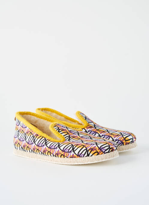 Papuci/pantofi de casă vârf rotund toc plat până la 3 cm galben CHAUSSE MOUTON femme