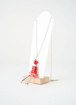 Colier lung ornament charmă / pandantiv roșu SATINE femeie